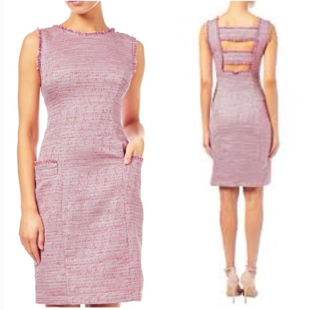 Adrianna Papell Onassis Tweed Trimmed Shift Dress NWT